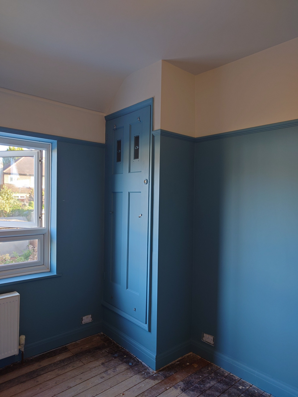 Finished boy’s bedroom renovation in Middle Park with Stone Blue walls and joinery